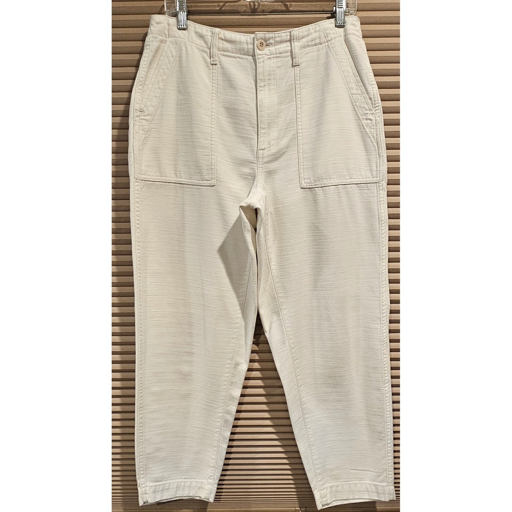 Madewell Utility Tapered Pants Cream White Adjustable Waist Womens 29